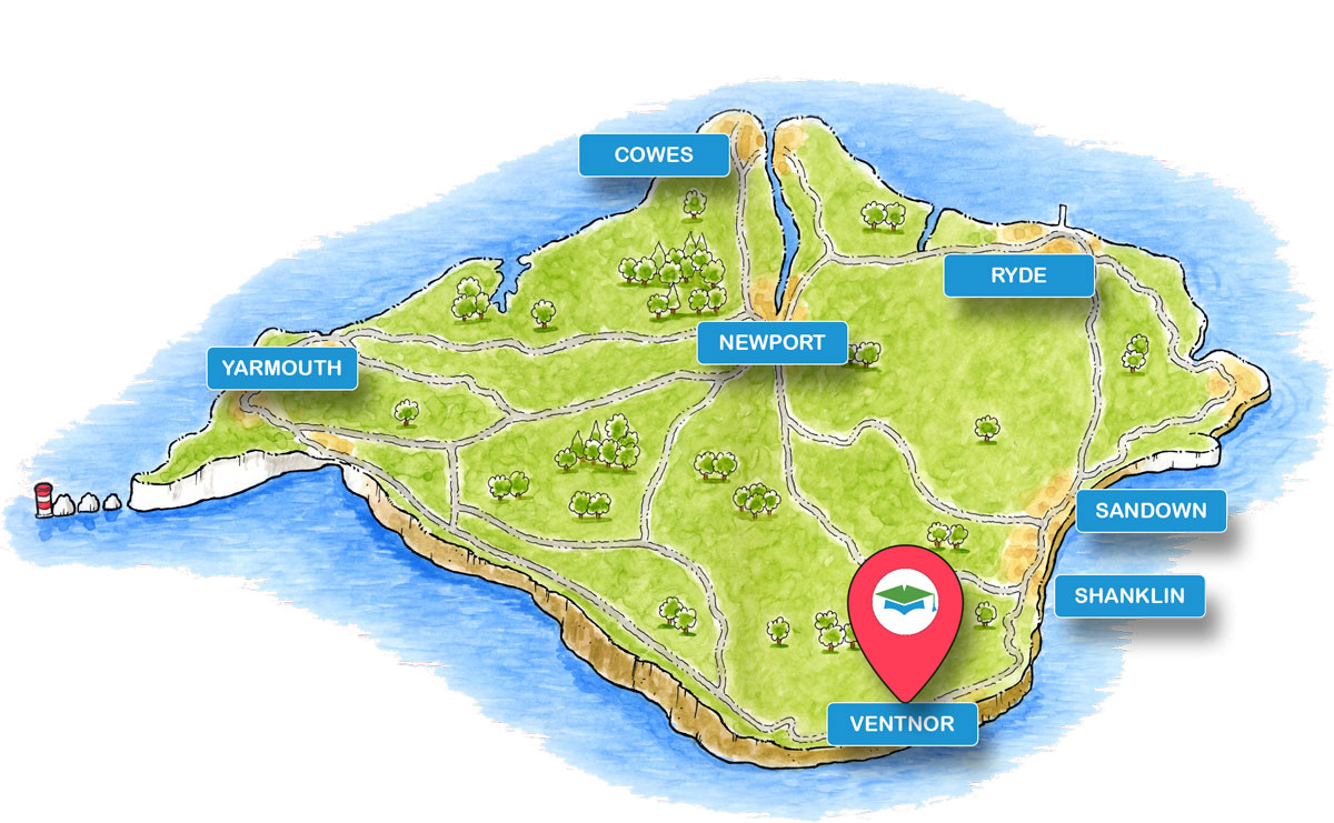 School trip Isle of Wight location map for Ventnor Botanic Garden